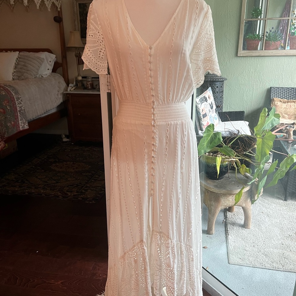 Free People Cream Lace Maxi Dress